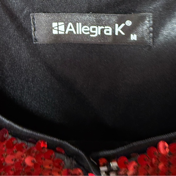 Allegra K red sequin cropped Bolero shrug open front jacket women’s size medium - Picture 6 of 7